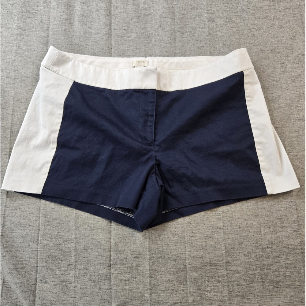 J Crew Women's‎ Shorts Stretch Colorblock Navy White 33" Waist 3" Inseam Size 10